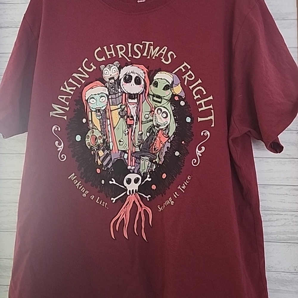 Nightmare Before Christmas Graphic T-shirt Shortsleeve Size XL Santa Holiday